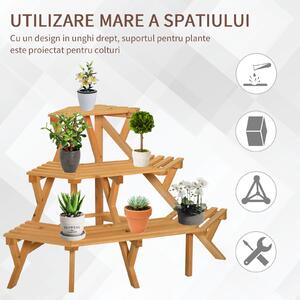 Outsunny Suport pentru Ghivece Tip Scară cu 3 Rafturi pentru Plante și Decor Grădină | Aosom Romania