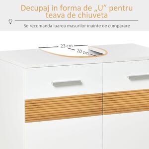 Kleankin Mobilier Sub Chiuveta Baie, Spațiu Optimizat cu Uși din Lemn, Design Compact, 60x30x60.5 cm, Alb | Aosom Romania