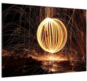Tablou pe sticlă cu bilă iluminată (70x50 cm)