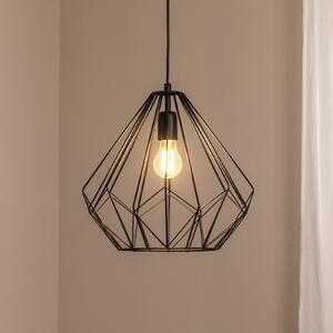 Opviq Lampă suspendată Diamond, negru, metal, Ø 37 cm, E27, reglabil, Negru, Camera de zi / sufragerie, Metal, Modern