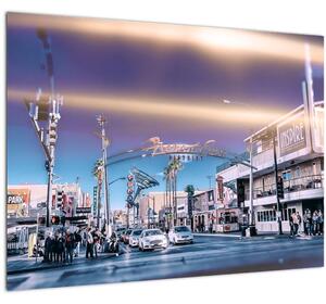 Tablou pe sticlă cu strada în Las Vegas (70x50 cm)