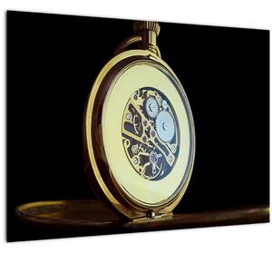 Tablou pe sticlă cu ceas de buzunar de aur (70x50 cm)