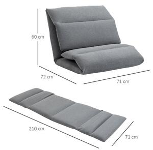 HOMCOM Fotoliu de podea Relax cu spatar rabatabil, scaun de pat de o persoana din material si otel, 71x72x60cm, gri inchis | AOSOM RO