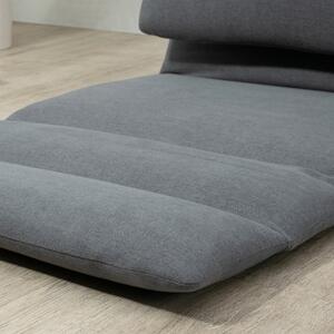 HOMCOM Fotoliu de podea Relax cu spatar rabatabil, scaun de pat de o persoana din material si otel, 71x72x60cm, gri inchis | AOSOM RO