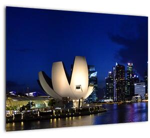 Tablou pe sticlă Singapore nocturn (70x50 cm)