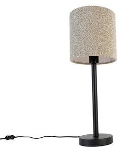 Lampa de masa moderna neagra cu abajur boucle taupe 20 cm - Simplo