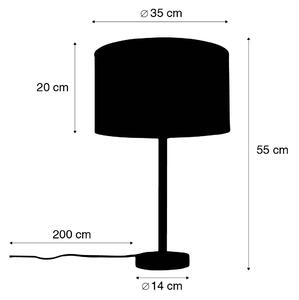 Lampa de masa moderna neagra cu abajur boucle maro deschis 35 cm - Simplo