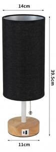 Brilagi - Lampă de masă TABLON cu port USB, 1xE27/25W/230V, stejar/alb/negru