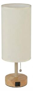 Brilagi - Lampă de masă TABLON cu port USB, 1xE27/25W/230V, stejar/bej/crem