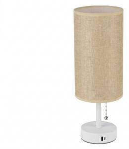 Brilagi - Lampă de birou TABLON cu port USB, 1xE27/25W/230V, alb/bej