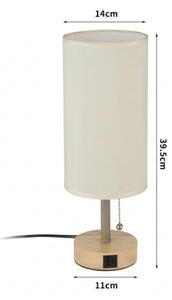 Brilagi - Lampă de masă TABLON cu port USB, 1xE27/25W/230V, stejar/bej/crem