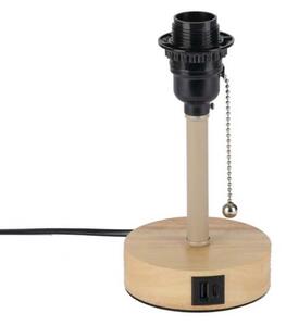 Brilagi - Lampă de masă TABLON cu port USB, 1xE27/25W/230V, stejar/bej/crem