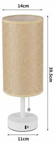 Brilagi - Lampă de birou TABLON cu port USB, 1xE27/25W/230V, alb/bej