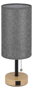 Brilagi - Lampă de masă cu port USB TABLON 1xE27/25W/230V stejar/negru/gri