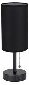Brilagi - Lampă de masă cu port USB TABLON, 1xE27/25W/230V, neagră