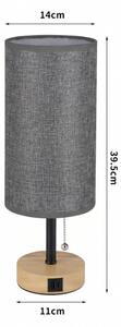 Brilagi - Lampă de masă cu port USB TABLON 1xE27/25W/230V stejar/negru/gri