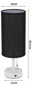 Brilagi - Lampă de masă TABLON cu port USB, 1xE27/25W/230V, alb/negru