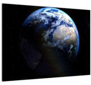 Tablou pe sticlă cu Luna și Pământul (70x50 cm)