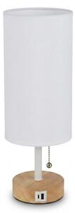 Brilagi - Lampă de masă TABLON cu port USB 1xE27/25W/230V stejar/alb