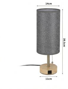 Brilagi - Lampă de masă TABLON cu port USB, 1xE27/25W/230V, stejar/bej/gri