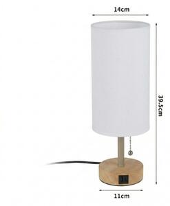 Brilagi - Lampă de masă TABLON cu port USB 1xE27/25W/230V stejar/bej/alb