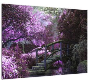 Tablou pe sticlă - copaci violeți (70x50 cm)