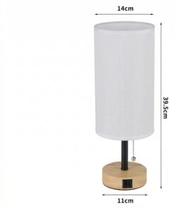 Brilagi - Lampă de masă cu port USB TABLON 1xE27/25W/230V stejar/negru/alb