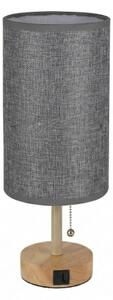 Brilagi - Lampă de masă TABLON cu port USB, 1xE27/25W/230V, stejar/bej/gri