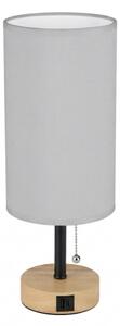 Brilagi - Lampă de masă cu port USB TABLON 1xE27/25W/230V stejar/negru/alb