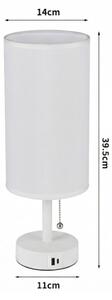 Brilagi - Lampă de masă TABLON cu port USB, 1xE27/25W/230V, albă