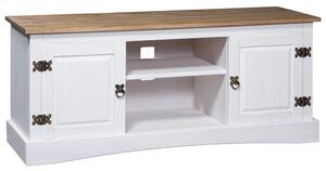 Comodă TV, alb, 120 x 40 x 52 cm, pin mexican stil Corona