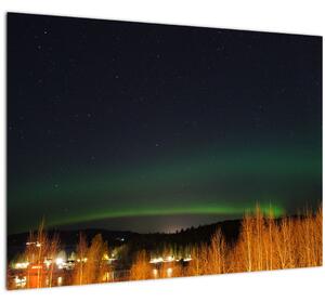 Tablou pe sticlă cu aurora borealis (70x50 cm)