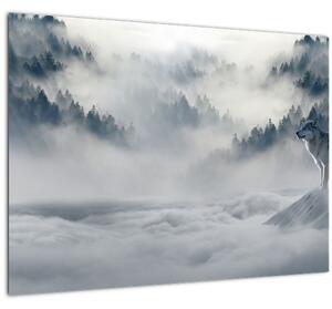 Tablou pe sticlă cu lupi (70x50 cm)