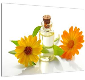 Tablou pe sticlă cu ulei de flori (70x50 cm)