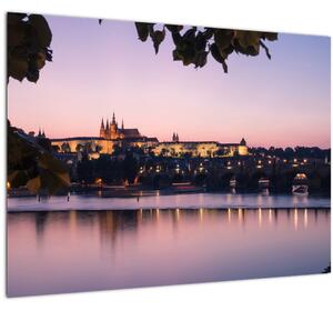 Tablou pe sticlă cu palatul din Praga și Vltava (70x50 cm)