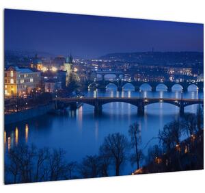 Tablou pe sticlă cu podurile din Praga (70x50 cm)
