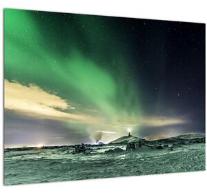 Tablou pe sticlă cu Aurora Borealis (70x50 cm)