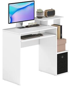 HOMCOM Birou modern pentru PC, birou pentru computer cu raft pentru tastatura, raft si spatiu de depozitare din material, 100x40x86.6cm, alb si negru