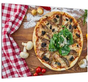 Tablou pe sticlă cu pizza (70x50 cm)