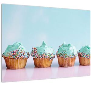 Tablou pe sticlă cu cupcakes (70x50 cm)