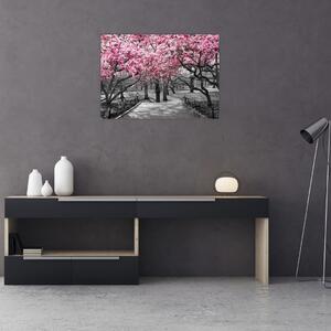 Tablou pe sticlă copacului magnolie (70x50 cm)