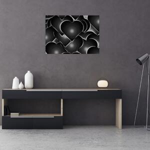 Tablou cu inimile alb - negre (70x50 cm)