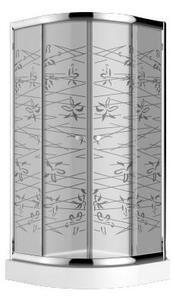 Cabina dus semirotunda cu cadita inclusa, geam sablat, 80x80 cm, Flow 800x800x2000 mm