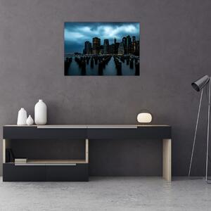 Tablou pe sticlă - Privire spre Zgârâie nori din New York (70x50 cm)