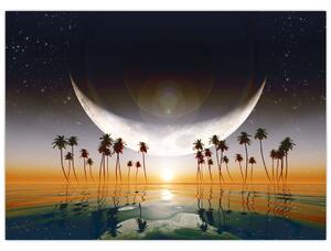 Tablou- Luna deasupra palmierilor (70x50 cm)