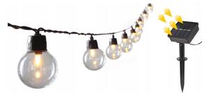 Ghirlandă solară decorativă cu 30 LED, 8 funcții, acumulator 500 mAh, 10,6 m, IP67, alb cald