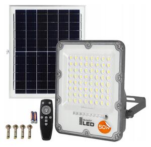 Proiector solar LED reglabil, 50 W, 3,2 V, 5000 K, 6000 mAh, IP65, negru + telecomandă