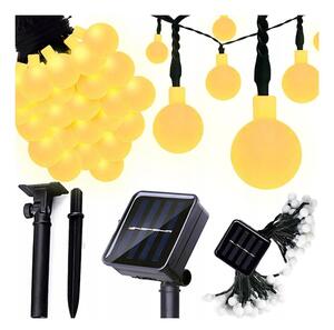 Ghirlandă solară decorativă cu 30 LED, 8 funcții, 500 mAh, 6,5 m, IP67, alb cald