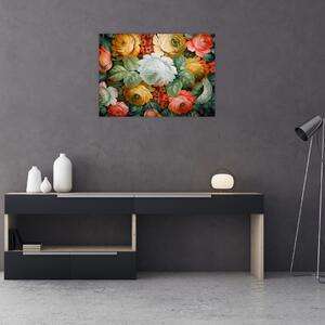 Tablou cu buchet pictat de flori (70x50 cm)
