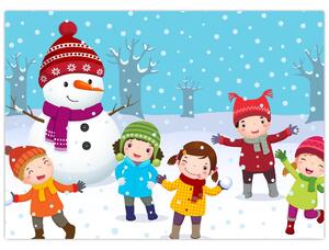 Tablou - Bucurii de iarnă pentru copii (70x50 cm)